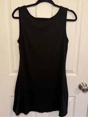 Black Sleeveless Low Back Mini Dress